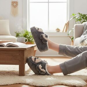 Fluffy Teddy Bear Slippers Cute Fluffy Sloth Slippers Size 7/8 NWT